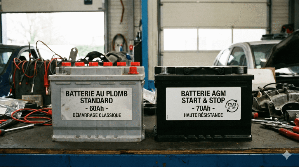 Peut-on remplacer une batterie normale par une batterie Start & Stop (ou l'inverse) ? 5 Comparaison visuelle entre une batterie au plomb standard et une batterie AGM Start & Stop.