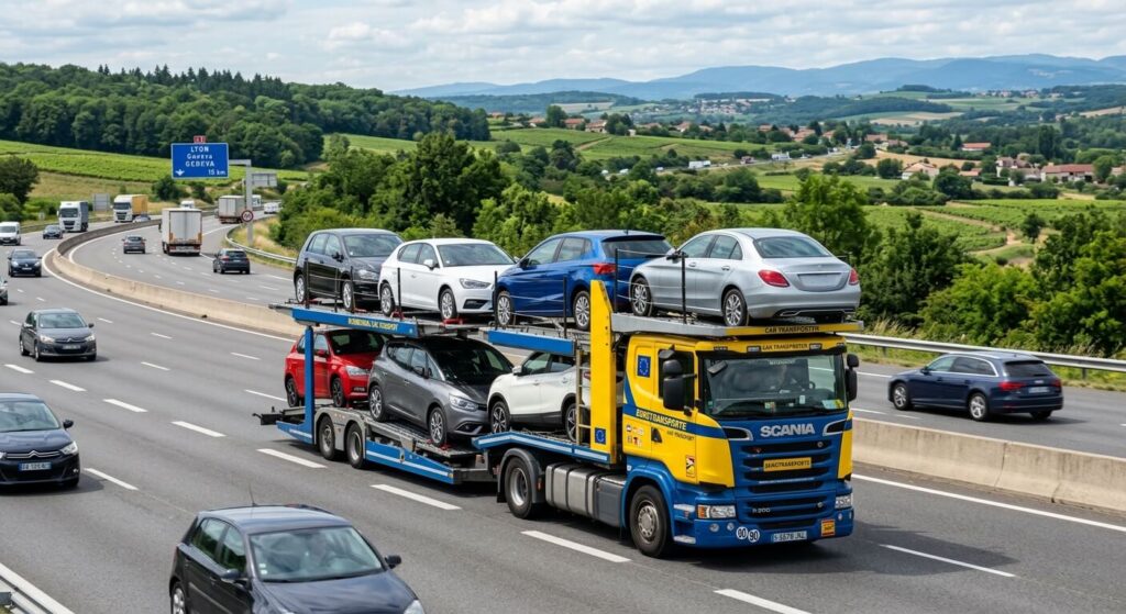 Ce que peu de gens savent sur le transport de voiture en Europe 3 Camion porte-voitures sur autoroute européenne, transport véhicule international