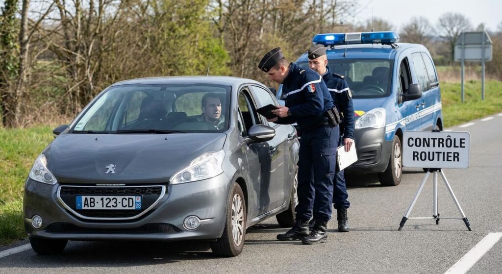 Contrôle routier par les forces de l'ordre d'un automobiliste en défaut de permis de conduire
