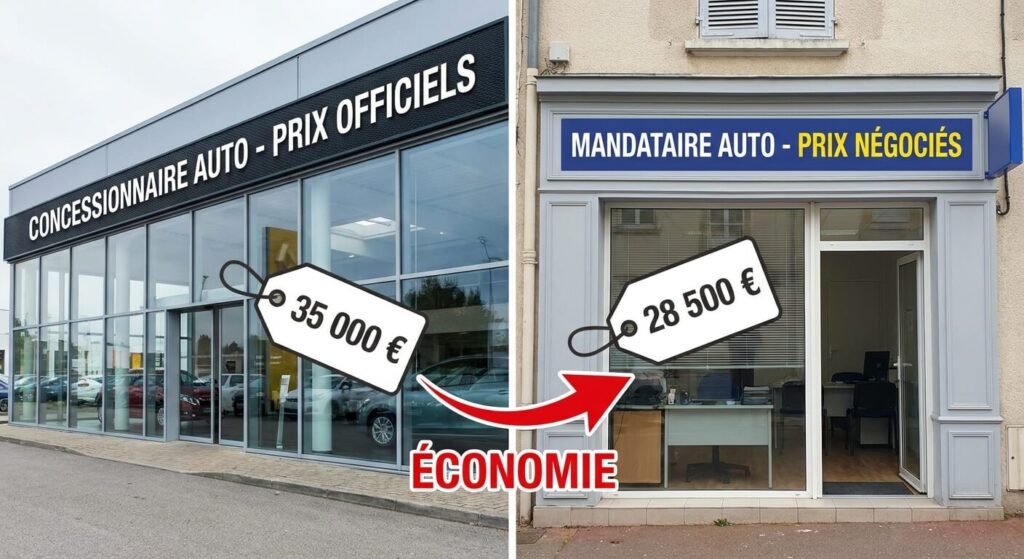 Comparaison prix concessionnaire vs mandataire auto