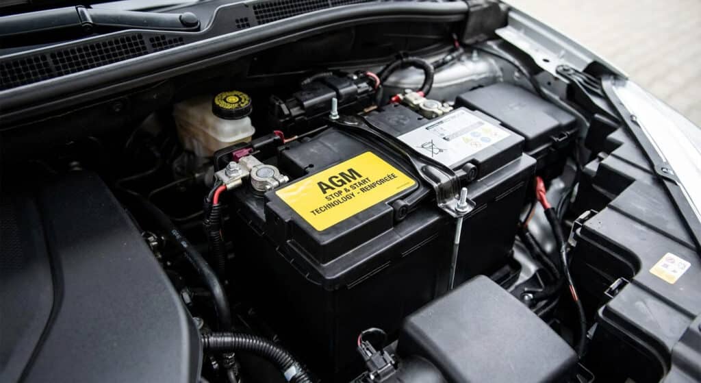 Batterie AGM renforcée sous le capot, indispensable au fonctionnement du système Stop & Start