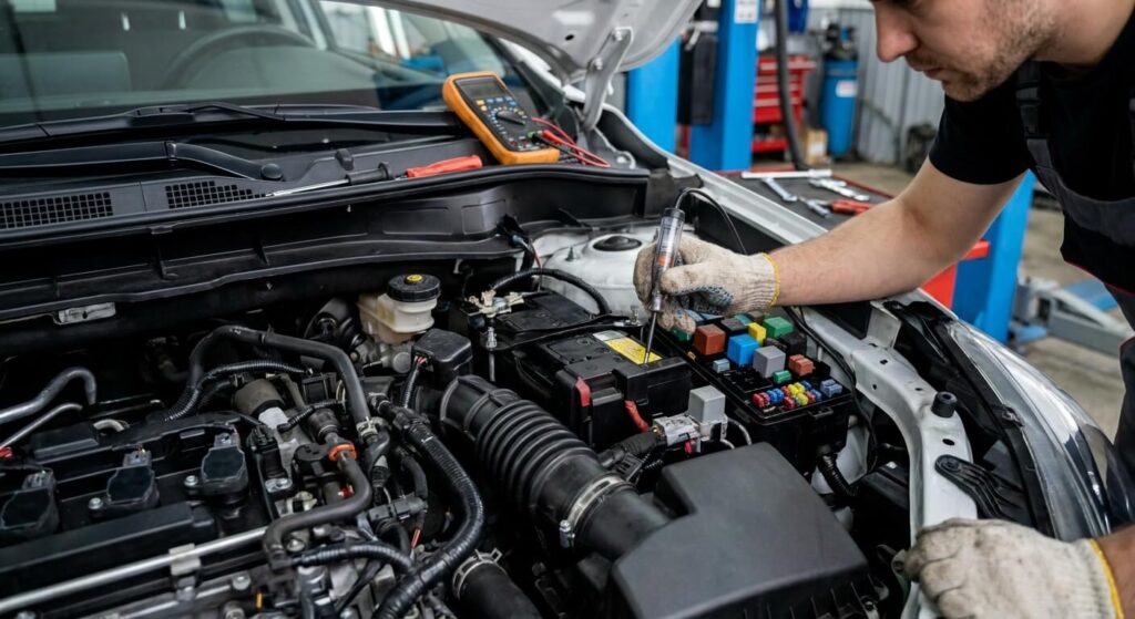 Vérification des fusibles de puissance dans le compartiment moteur suite à une panne de contact