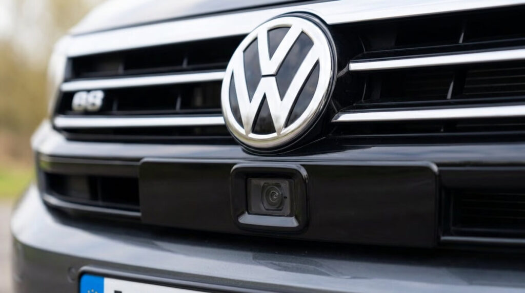 Capteur radar du système Front Assist intégré dans la calandre avant d'un véhicule Volkswagen