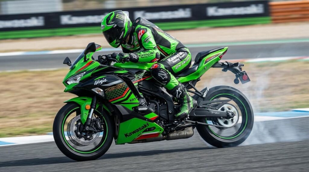 Kawasaki ZX-4RR et permis A2 : est-elle bridable et comment ça fonctionne ? 2 Kawasaki ZX-4RR en coloris vert KRT (Kawasaki Racing Team).