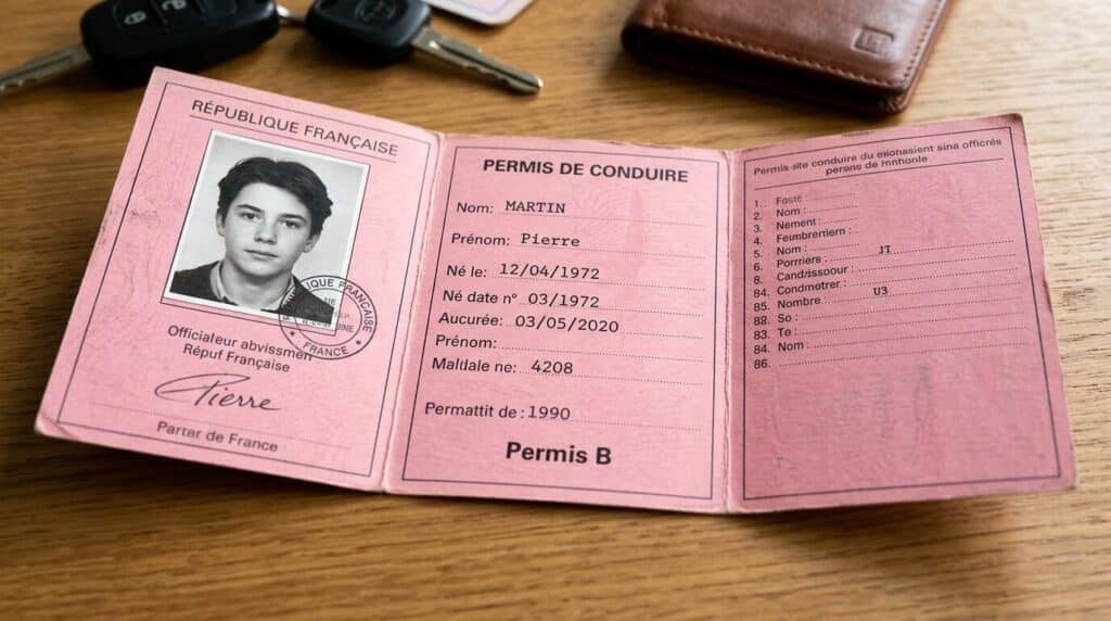 Quel était le prix du permis de conduire en 1990 ? 2 Le célèbre permis de conduire français cartonné de couleur rose, emblématique des années 90.
