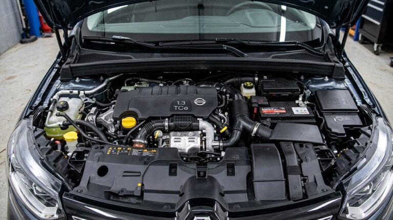 Accueil 4 Vue d'ensemble sous le capot d'un moteur essence 1.3 TCe d'origine Renault-Nissan.