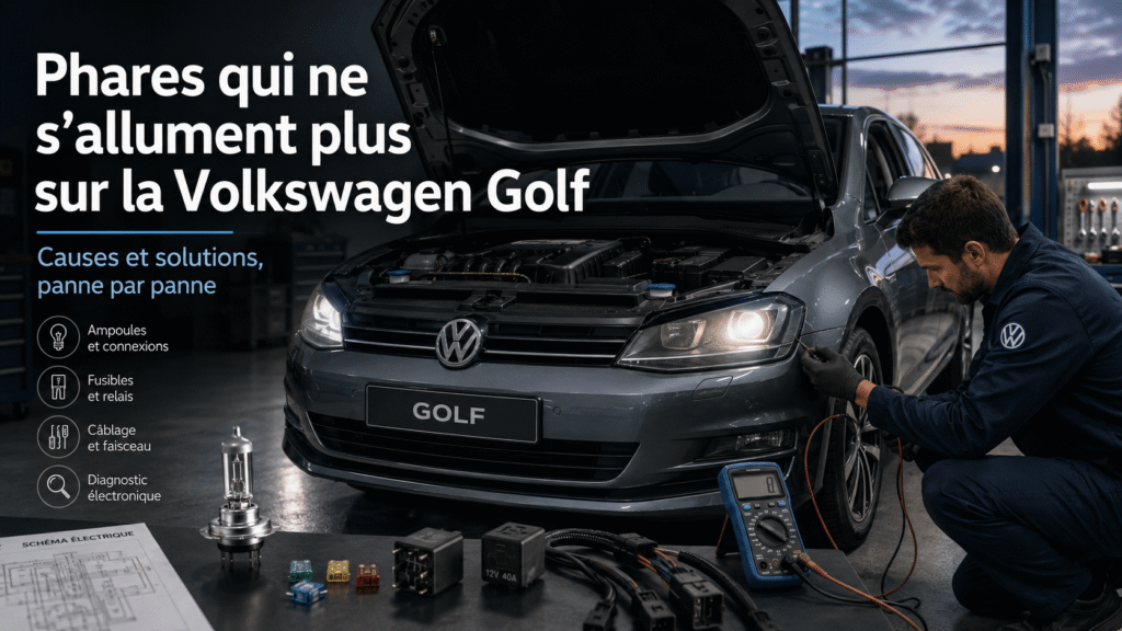 Feux qui ne s'allument plus sur Volkswagen Golf : causes et solutions panne par panne