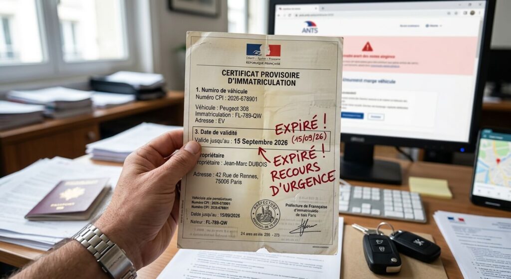 Toujours pas de carte grise après 4 mois : causes et recours ANTS 3 Certificat Provisoire d'Immatriculation (CPI) dépassé nécessitant un recours d'urgence.