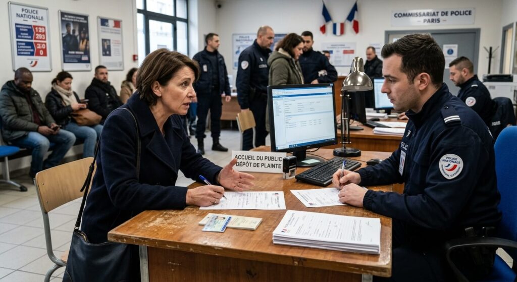 Personne déposant plainte au commissariat de police pour non-restitution de voiture.Personne déposant plainte au commissariat de police pour non-restitution de voiture.