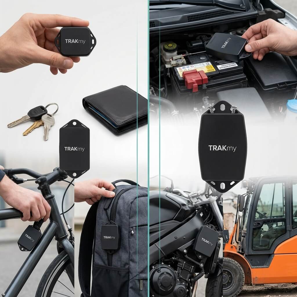 Traceurs GPS TRAKmy : comparatif Mini vs Maxi 3 Comparaison de taille entre les boîtiers des balises GPS TRAKmy Mini et TRAKmy Maxi.