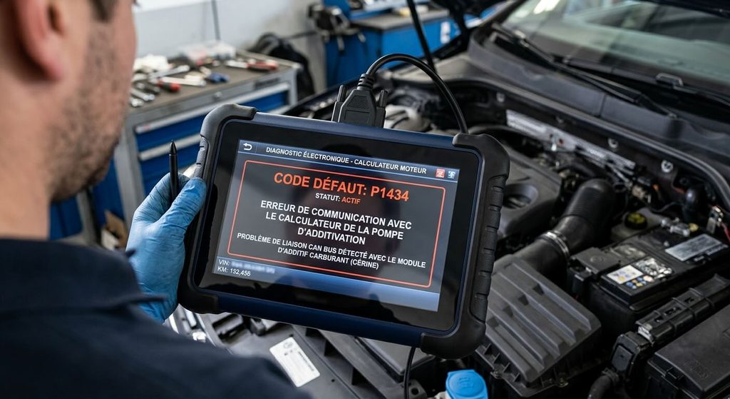 Diagnostic électronique affichant un code défaut de communication avec la pompe d'additivation.