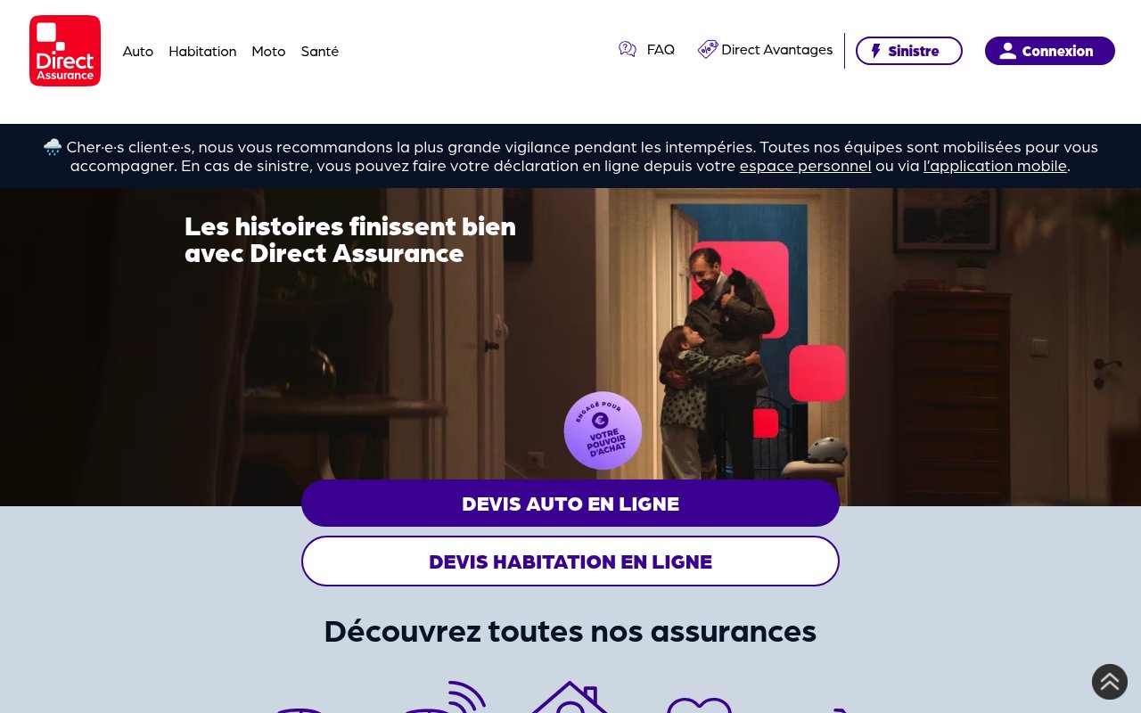 Apercu du site Direct Assurance